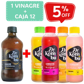 Pack descuento: Vinagre 500 ml + 12 Kombuchas x 475 ml